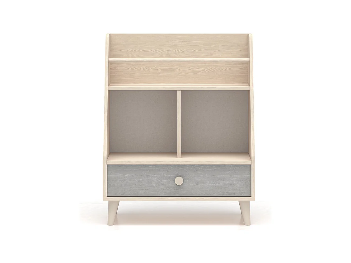 Petite bibliothèque 1 tiroir Alycia Beige et Gris