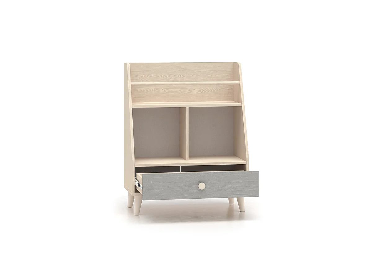 Small 1-drawer bookcase Alycia Beige and Grey