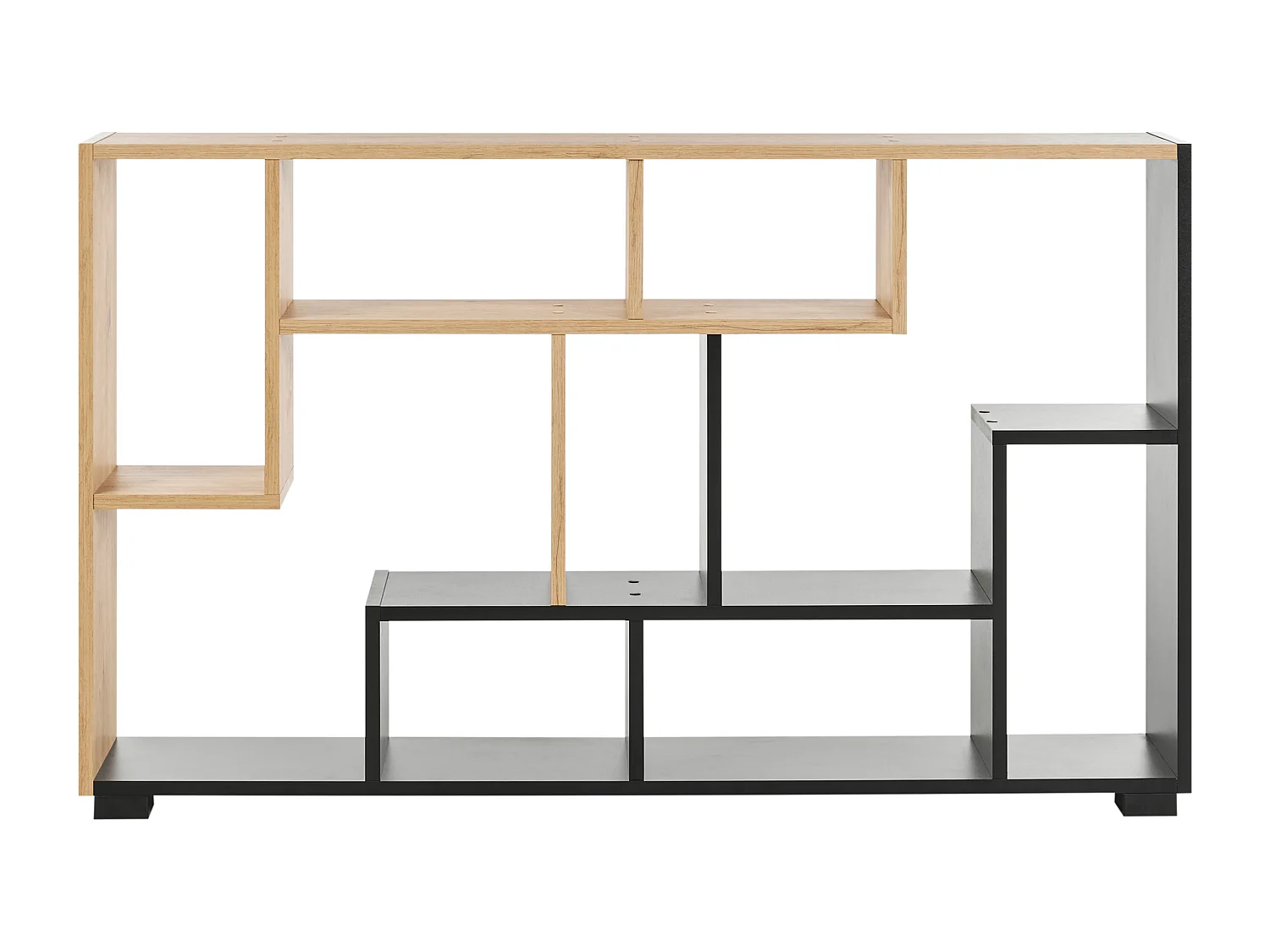 Bücherregal heller Holzfarbton / schwarz Ablagefächer modernes Design Alma