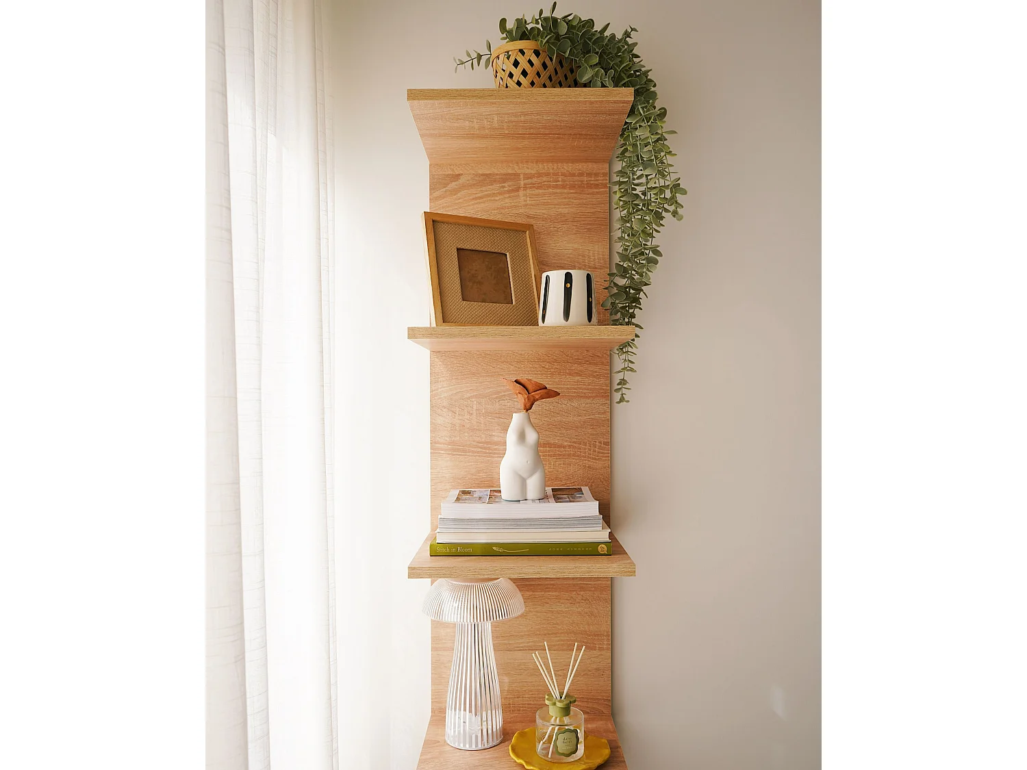Libreria a parete ESTON 190 cm Marrone chiaro
