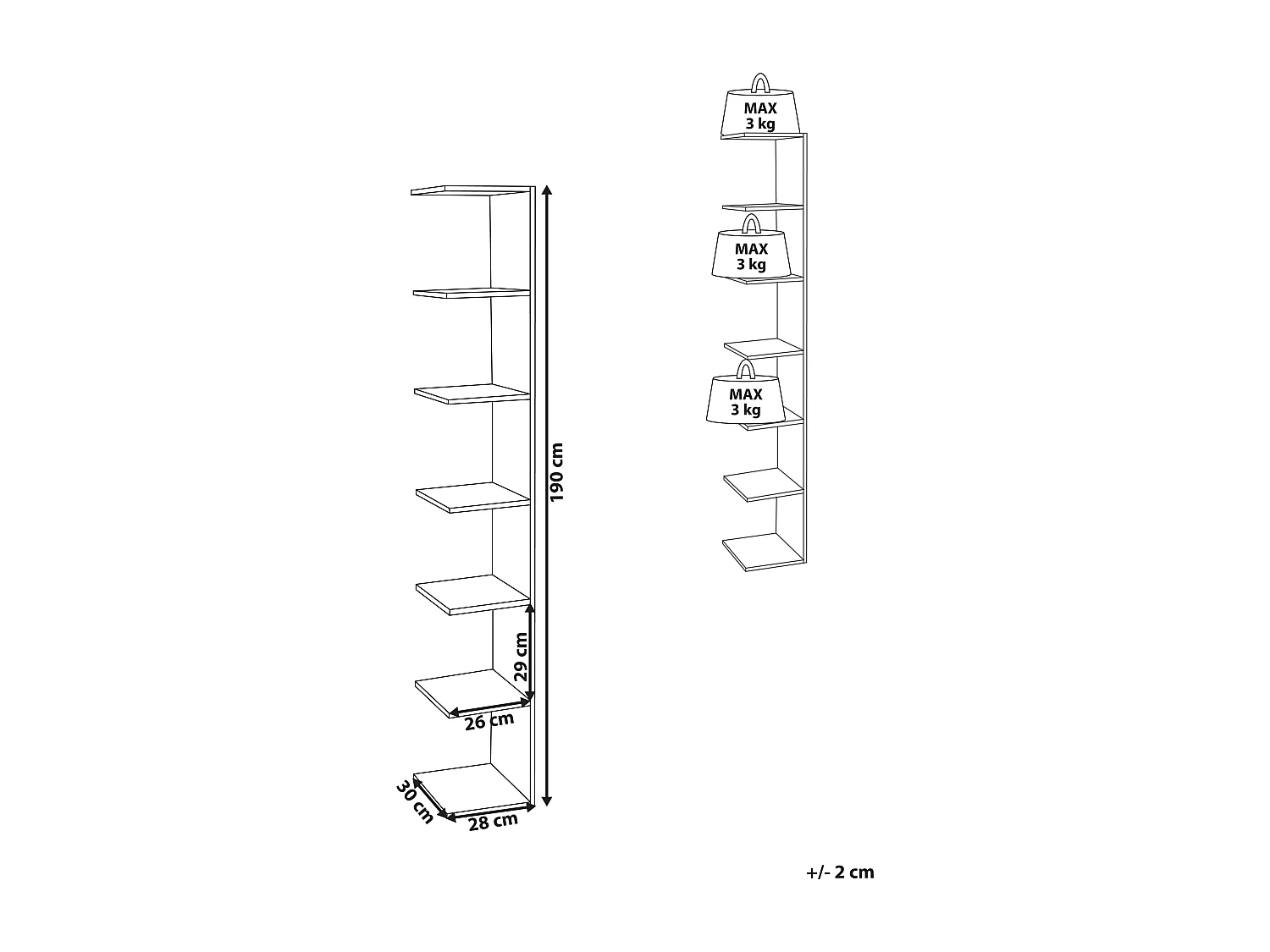 Wandplank ESTON 190 cm Lichtbruin