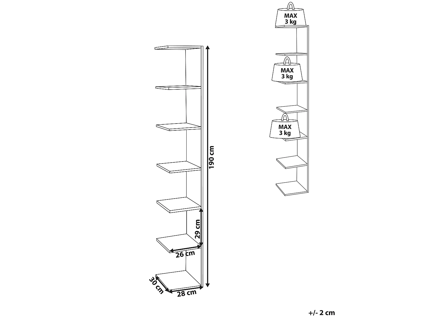 Wall Bookshelf ESTON 190 cm Light Brown