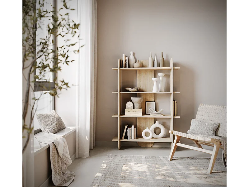 Regal mit 4 Regalen - Eichenholzoptik - 107 cm - LIVIO
