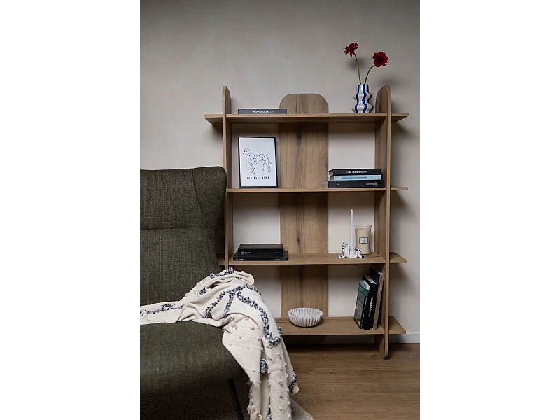 Bibliothèque avec 4 étagères - couleur chêne huilé - 107cm - LIVIO