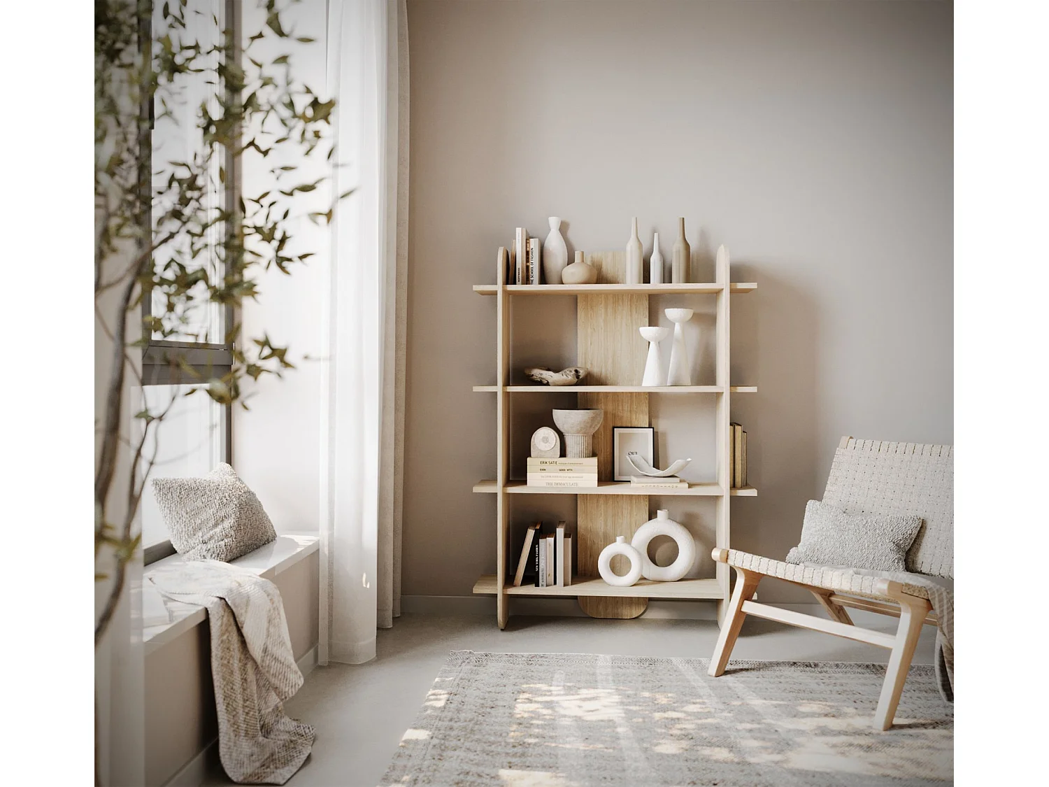 Regal mit 4 Regalen - Eichenholzoptik - 107 cm - LIVIO