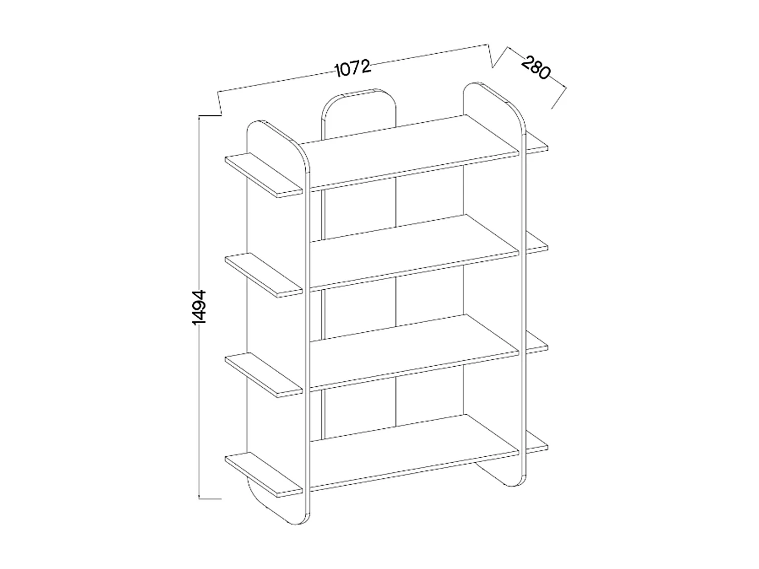 Boekenkast met 4 planken - geolied eikenhout - 107 cm - LIVIO