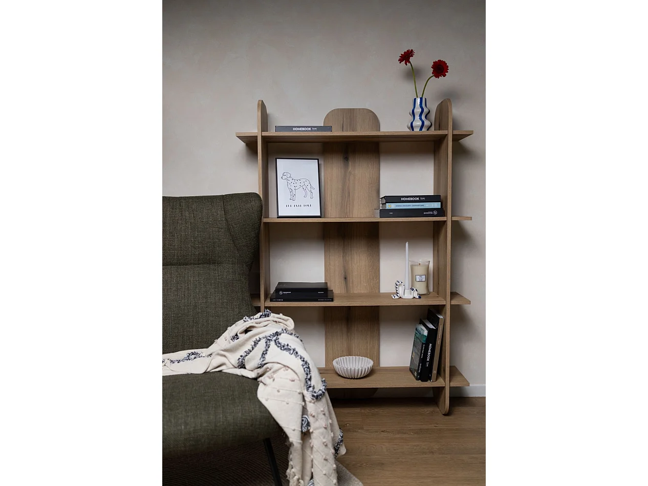 Bibliothèque avec 4 étagères - couleur chêne huilé - 107cm - LIVIO