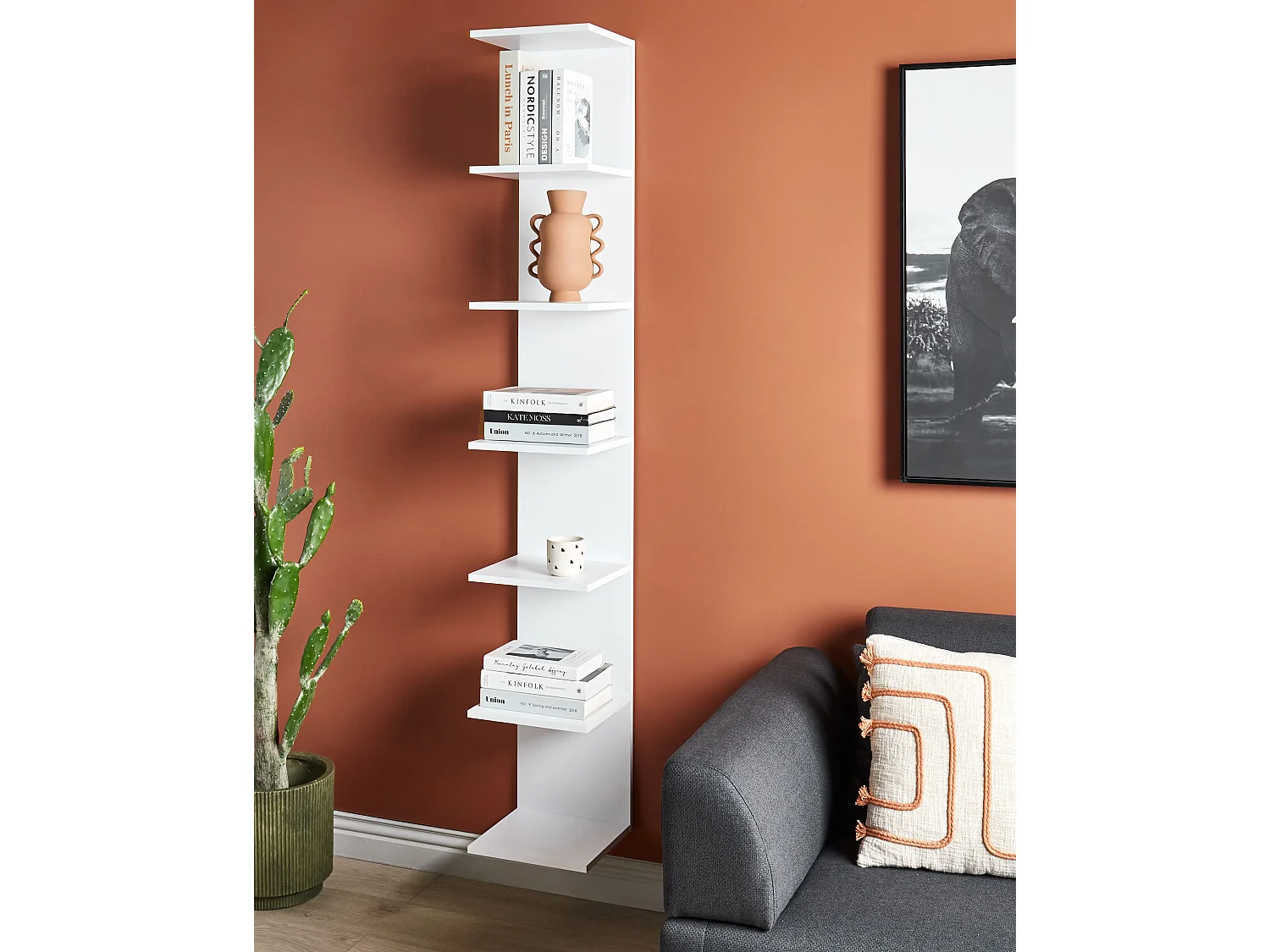 Bibliothèque murale ESTON 190 cm Blanc