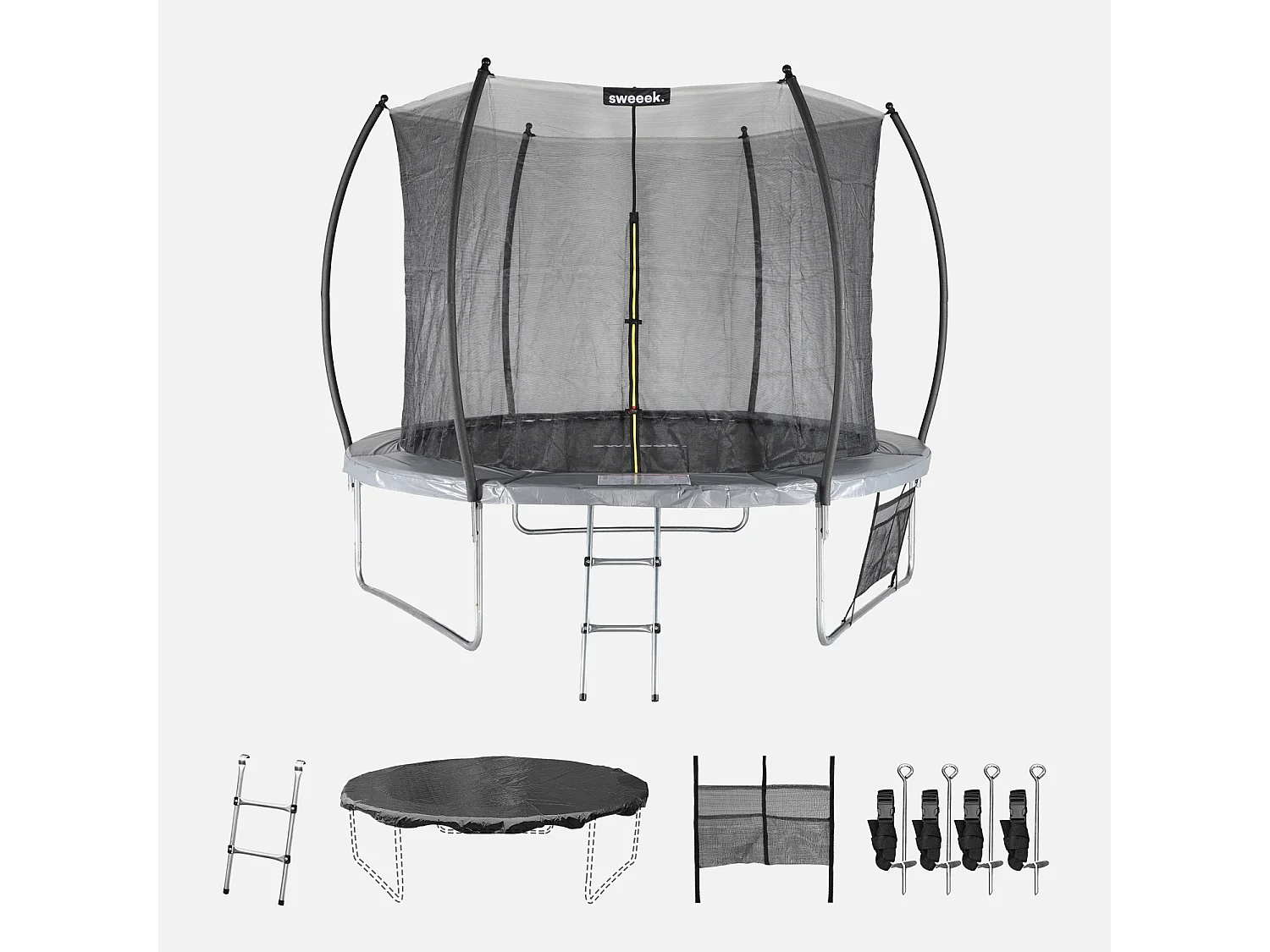 Trampolino 305cm con rete interna e pacco di accessori, grigio