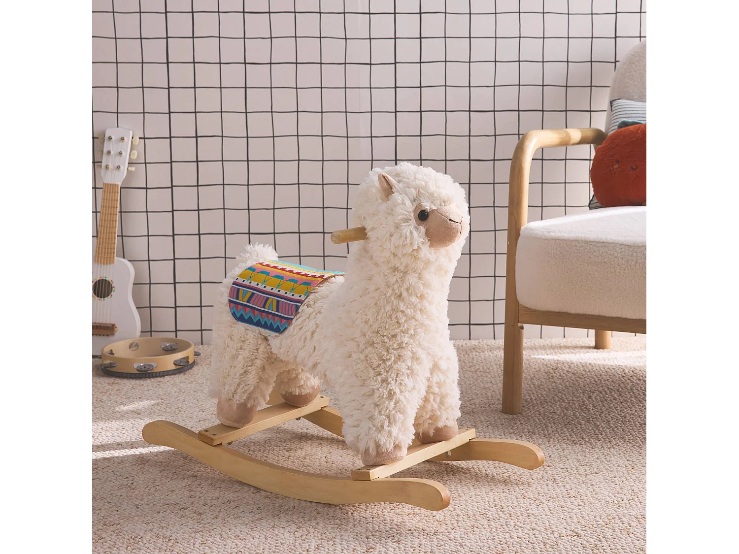 Lama a dondolo per bambini, bianco