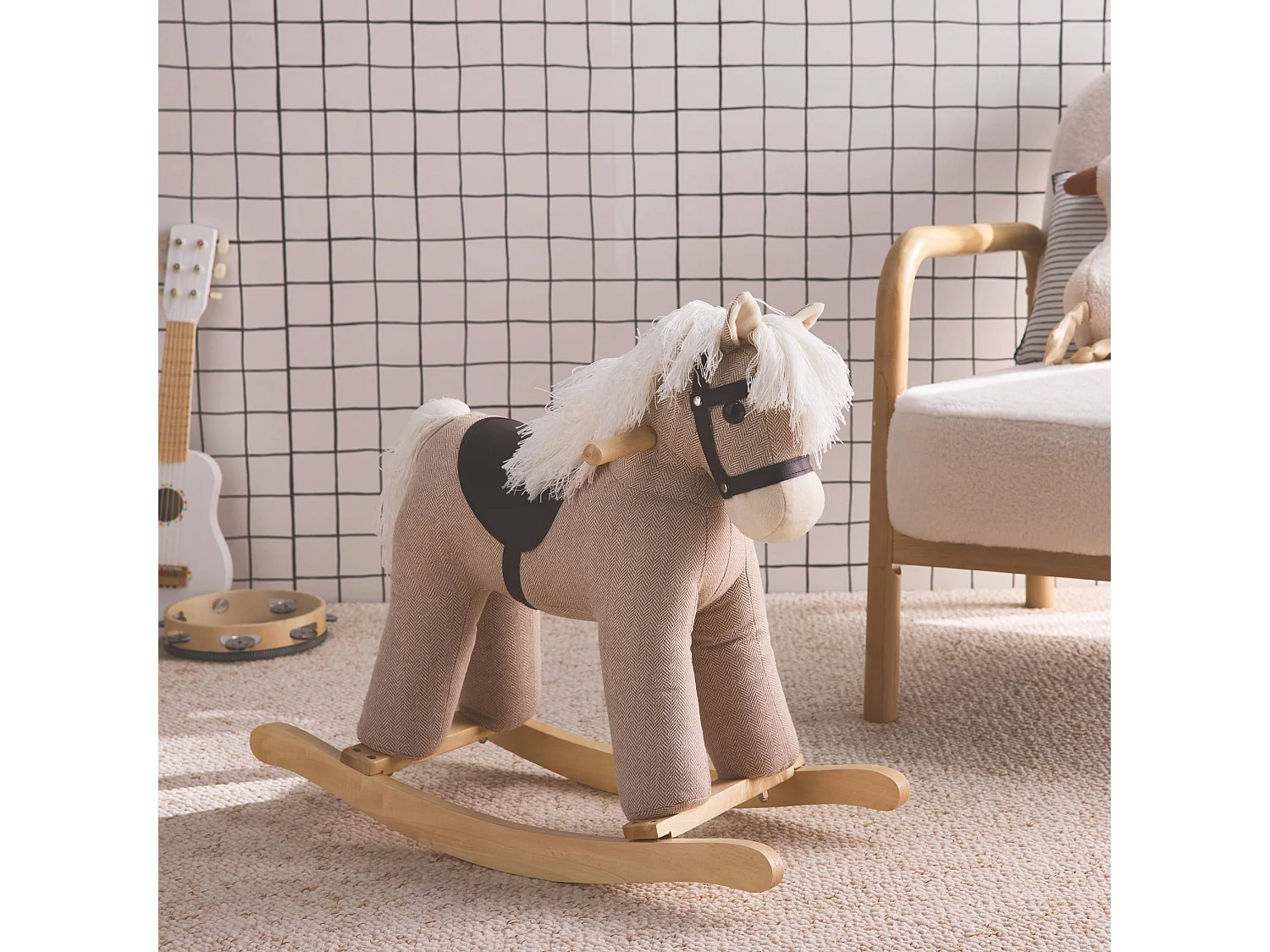 Caballo balancín para niños marrón