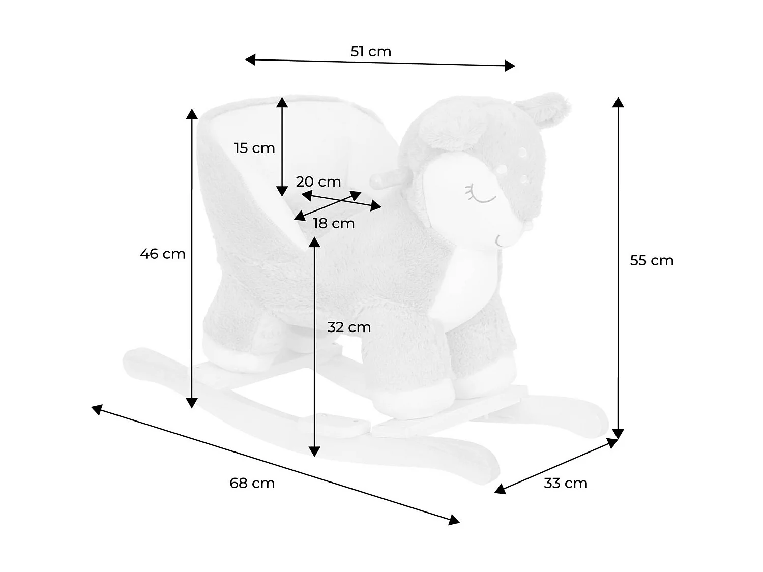 Cerbiatto a dondolo per bambini, talpa