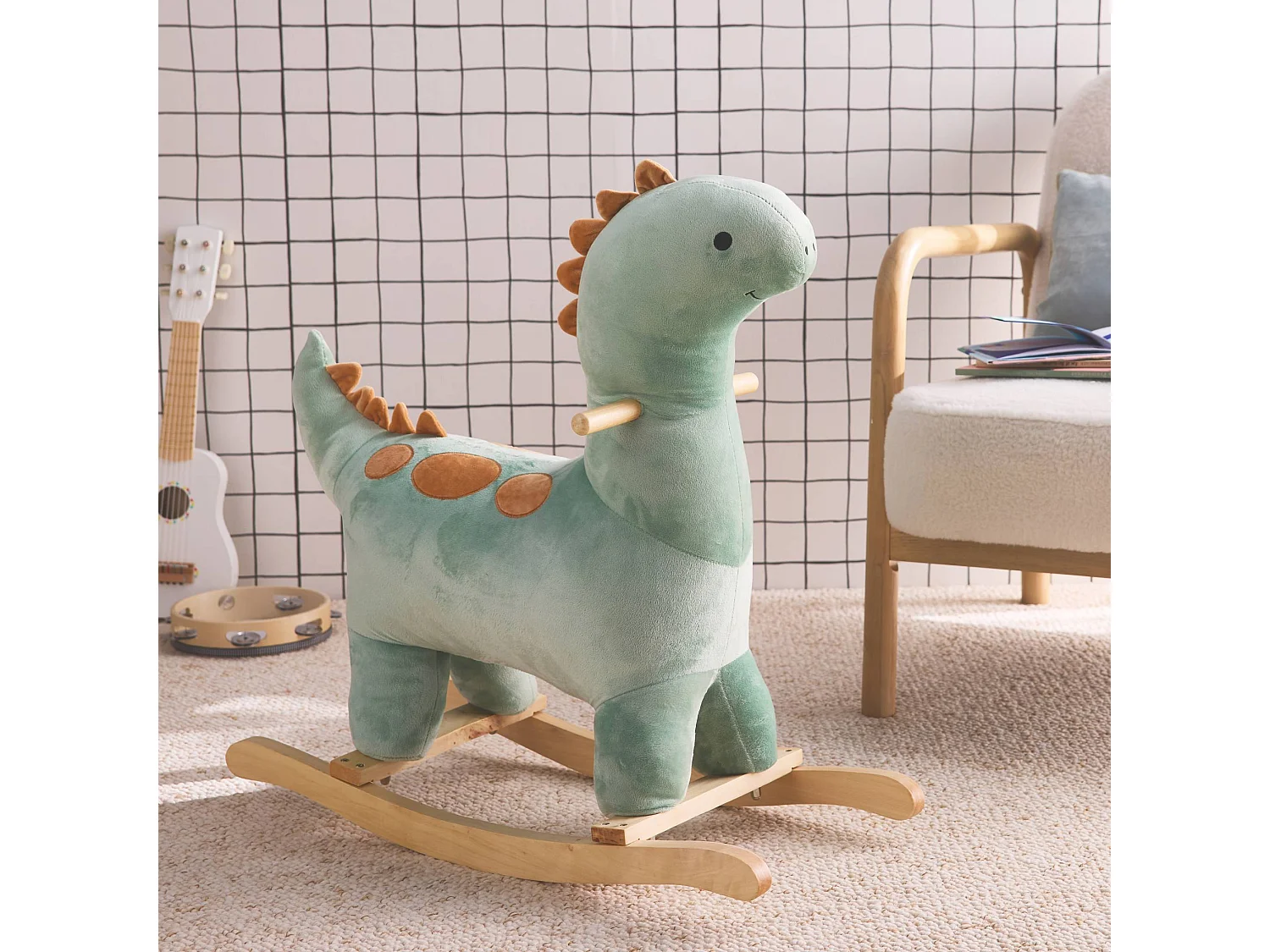 Dinosauro a dondolo per bambini, verde