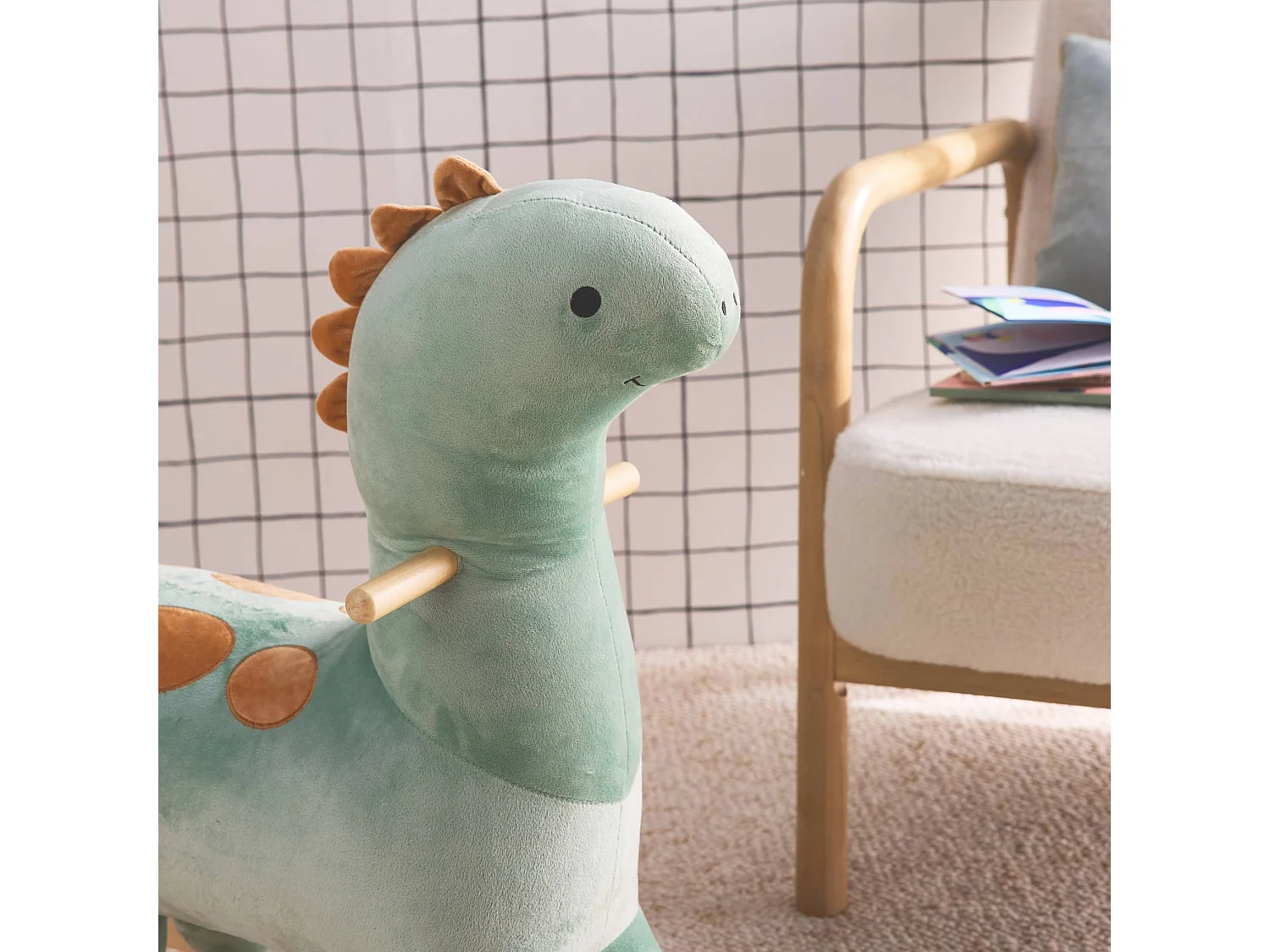 Dinosauro a dondolo per bambini, verde