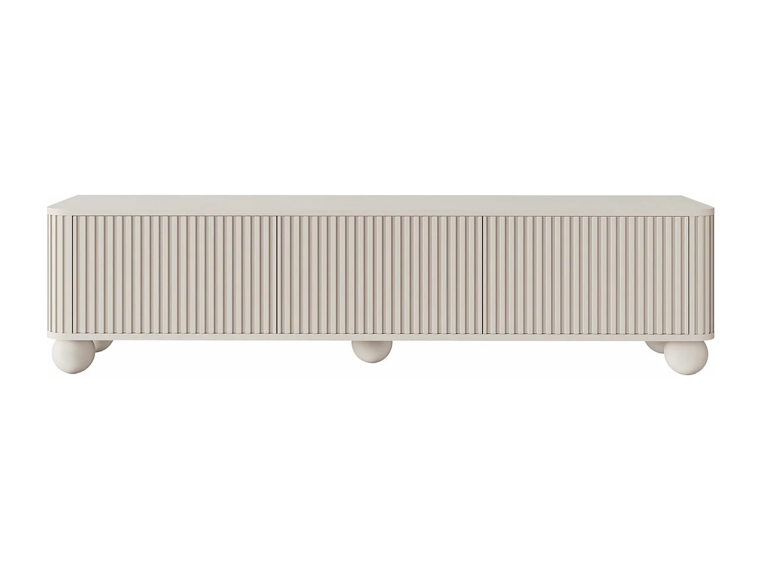 TV-Schrank gerillt auf Kugelfüßen - greige - 163 cm - ARVELLO