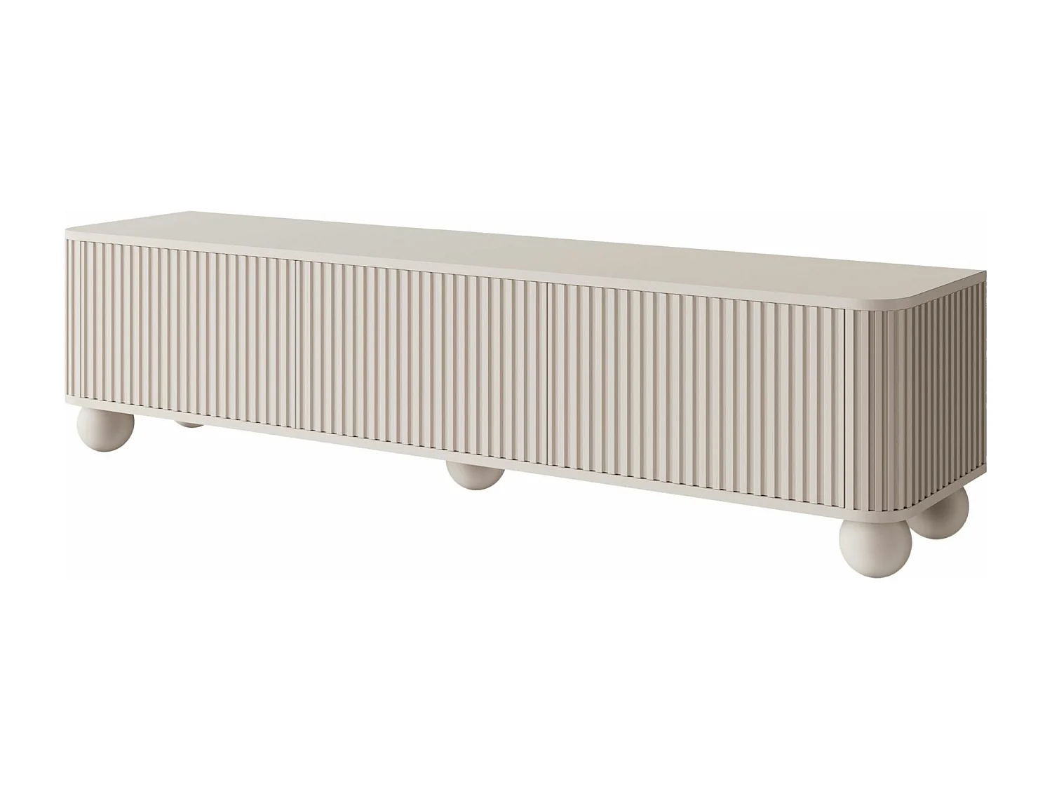 TV-Schrank gerillt auf Kugelfüßen - greige - 163 cm - ARVELLO