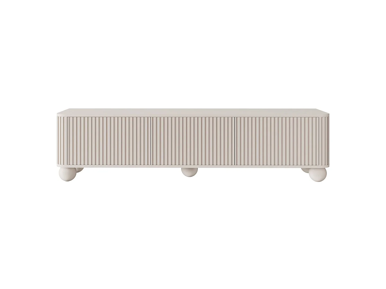 Meuble TV 3 portes sur pieds boule - 163 cm - greige - ARVELLO
