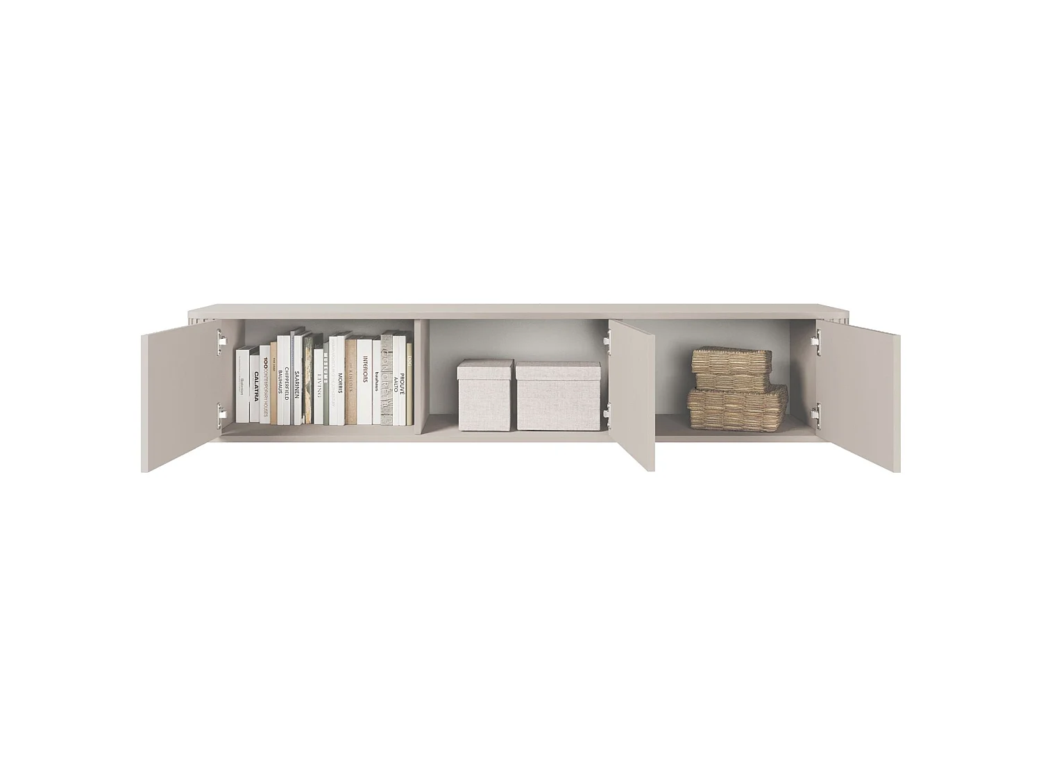 Meuble TV 3 portes -suspendu - 163 cm - greige - OVARLO