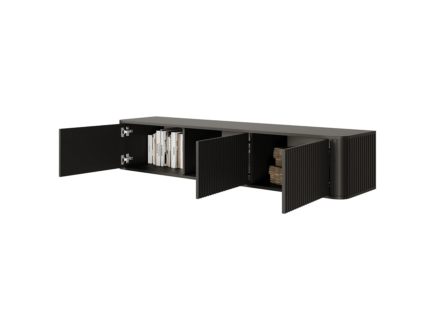 Mobile TV 3 ante - Nero - 163 cm - OVARLO