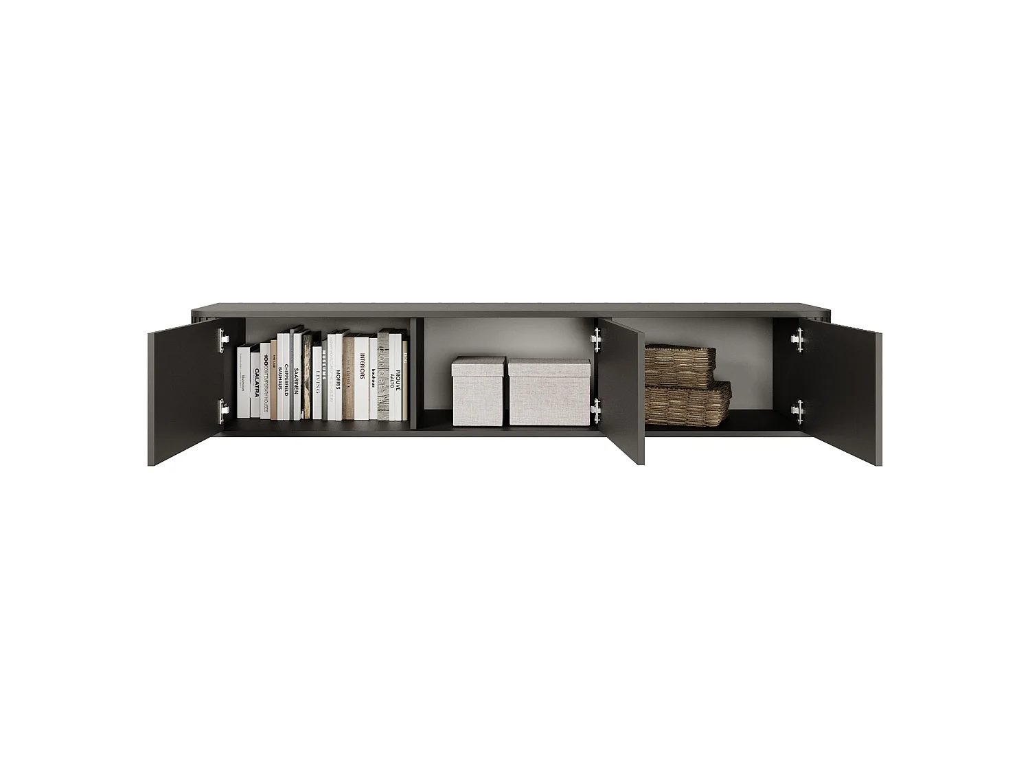Mobile TV 3 ante - Nero - 163 cm - OVARLO