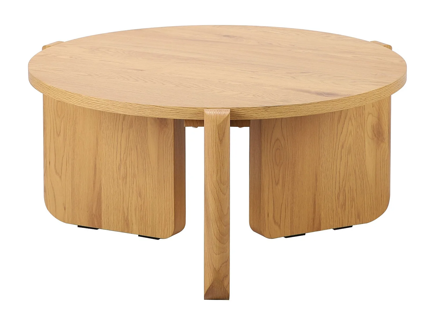 Table basse ronde - 80 cm - couleur chêne naturel - PREFFINES