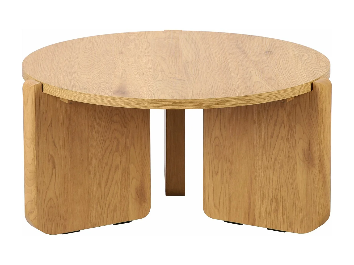 Table basse ronde - 80 cm - couleur chêne naturel - PREFFINES