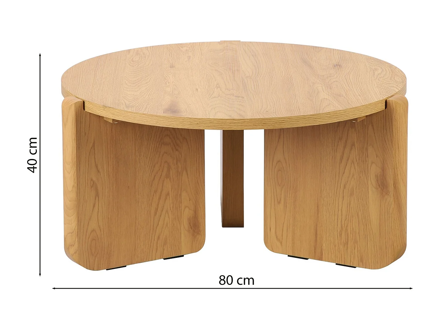 Table basse ronde - 80 cm - couleur chêne naturel - PREFFINES