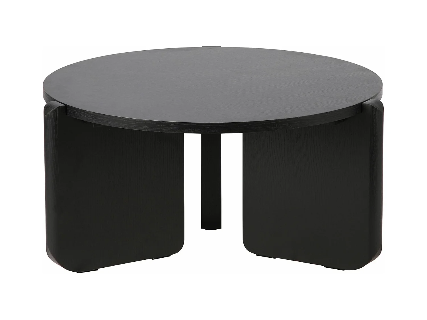 Runder Couchtisch - Holzoptik Esche Schwarz-Grau - 80 cm - PREFFINES S