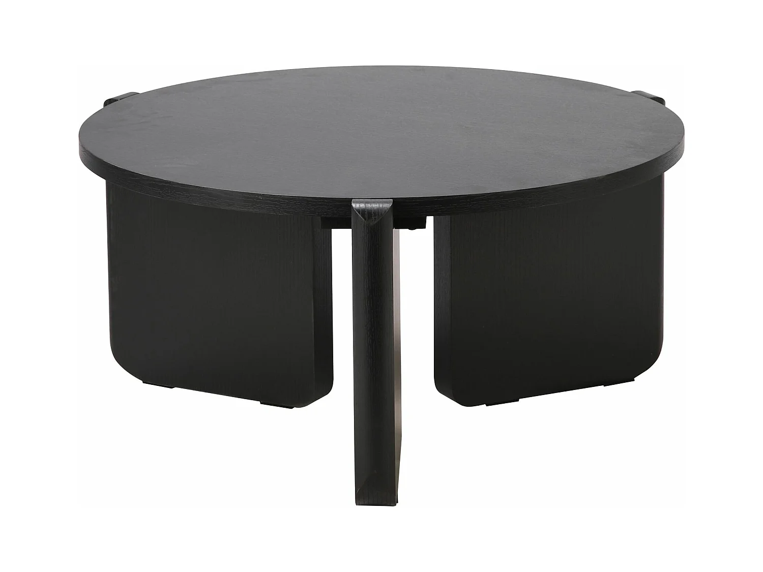 Runder Couchtisch - Holzoptik Esche Schwarz-Grau - 80 cm - PREFFINES S