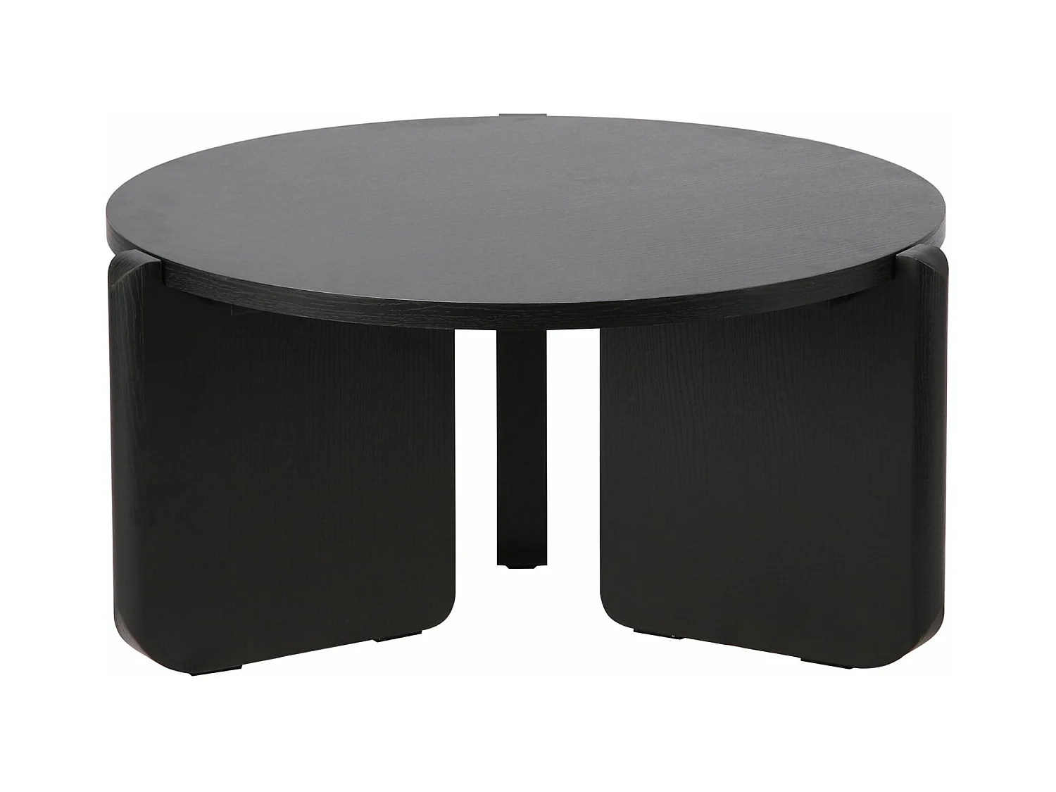 Runder Couchtisch - Holzoptik Esche Schwarz-Grau - 80 cm - PREFFINES S