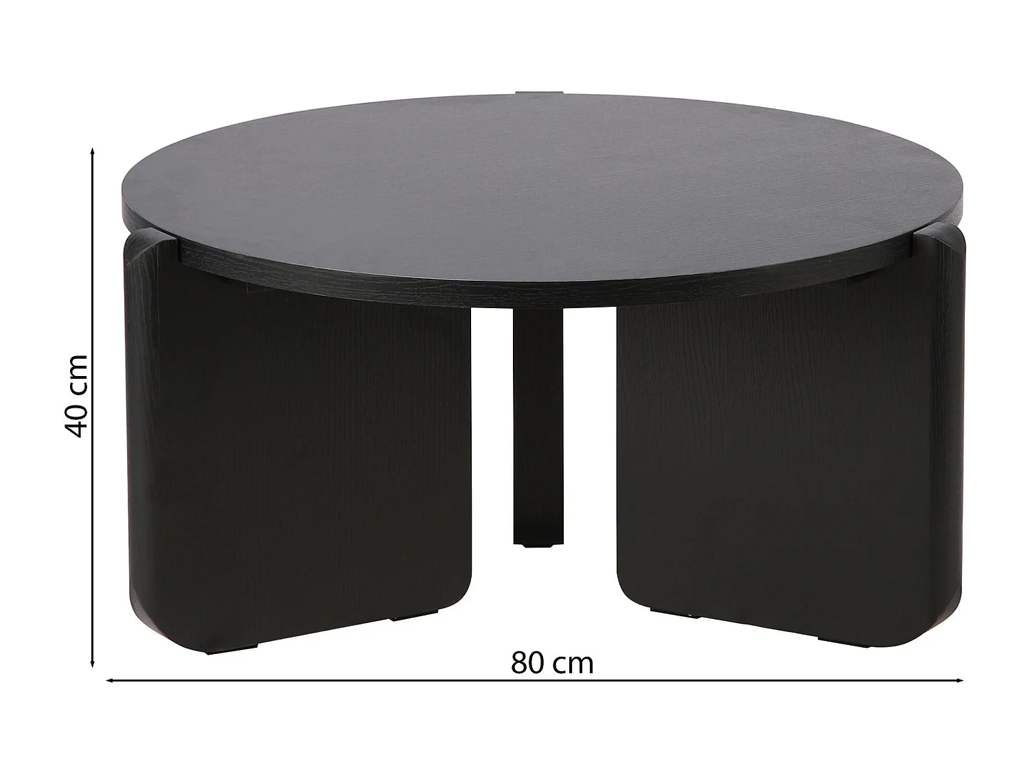 Table basse ronde - 80 cm - couleur portland noir - PREFFINES