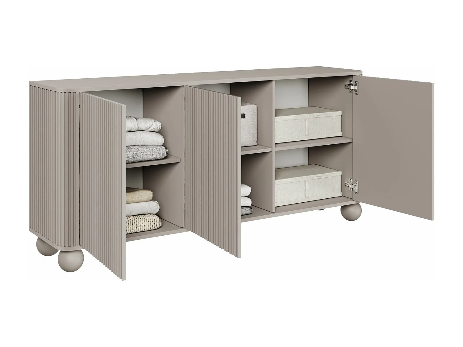 Buffet 3 portes - 163 cm - grège sur pieds - ARVELLO