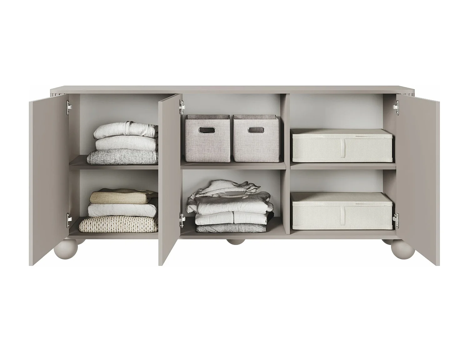 Buffet 3 portes - 163 cm - grège sur pieds - ARVELLO