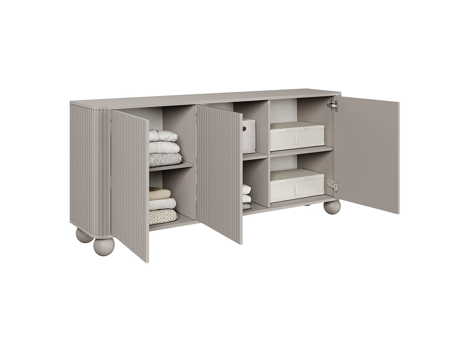 3-deurs dressoir - 163 cm - greige op poten - ARVELLO