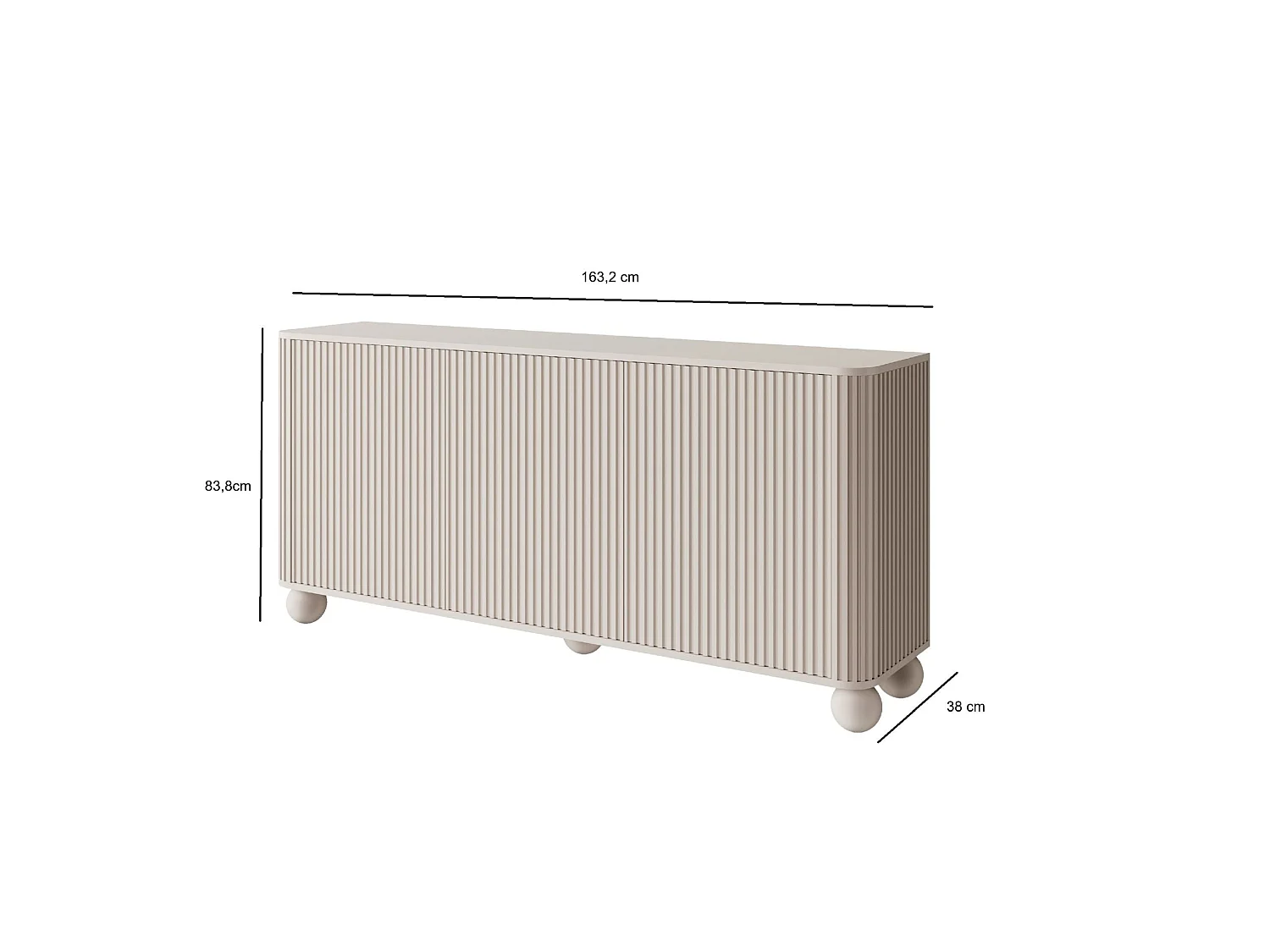 3-deurs dressoir - 163 cm - greige op poten - ARVELLO