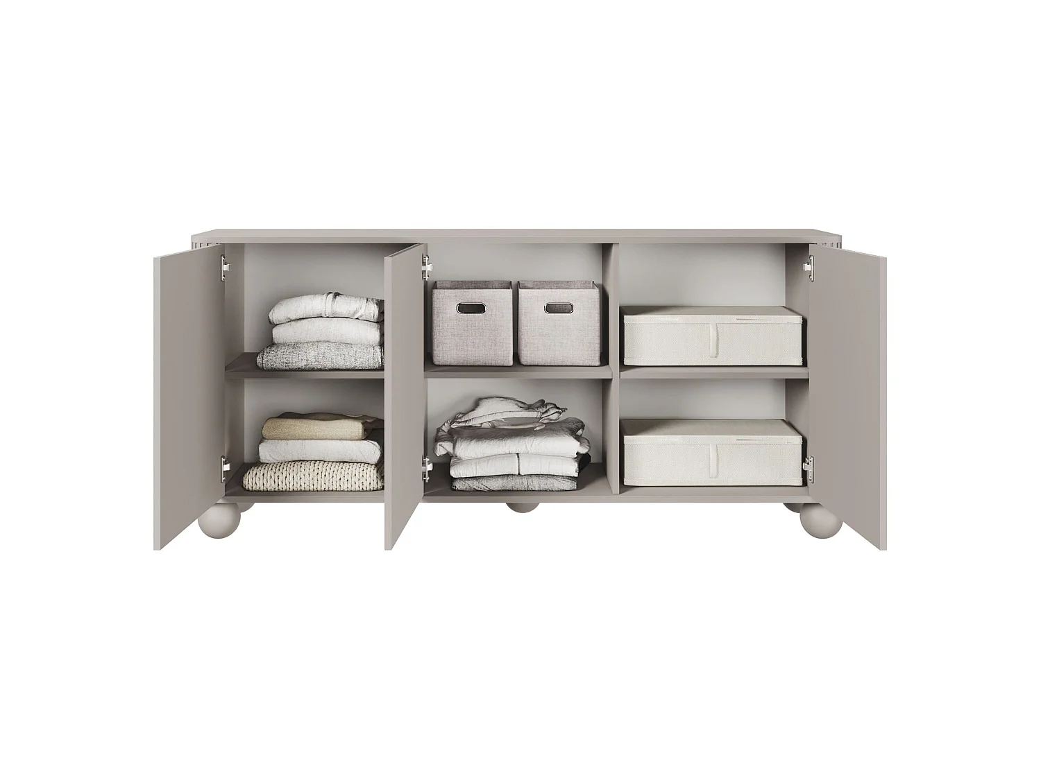 3-deurs dressoir - 163 cm - greige op poten - ARVELLO