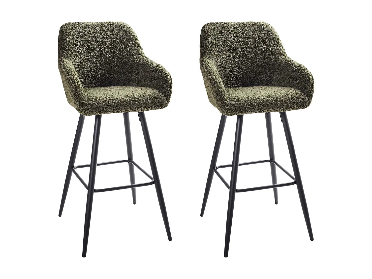 Lot de 2 chaises de bar CASMALIA Bouclé Vert foncé