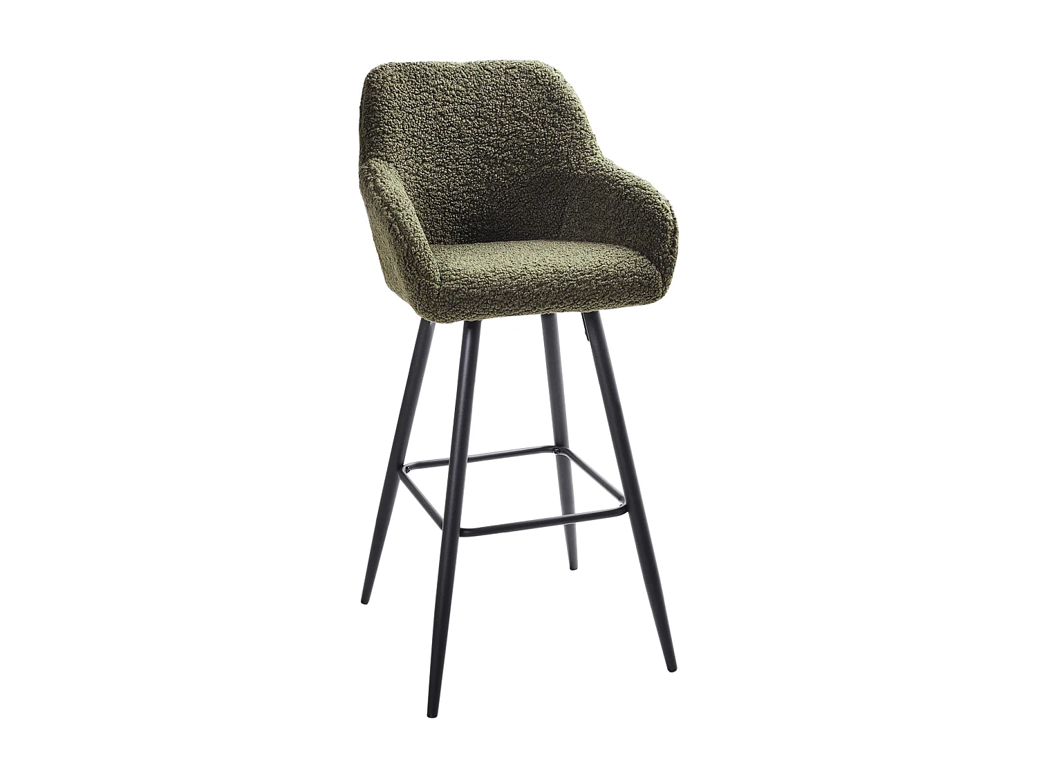 Lot de 2 chaises de bar CASMALIA Bouclé Vert foncé