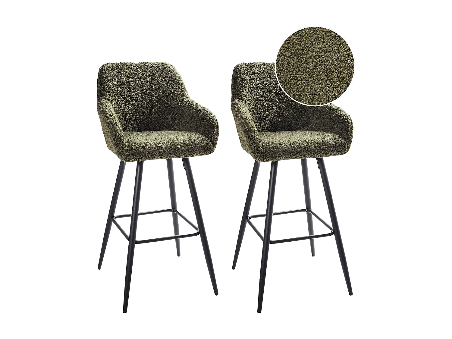 Set mit 2 Barstühlen CASMALIA Bouclé Dunkelgrün