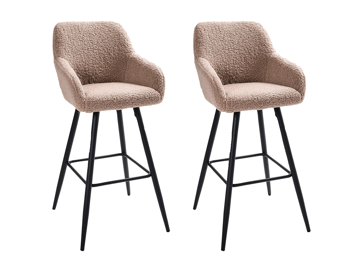 Set mit 2 Barstühlen CASMALIA Bouclé Taupe