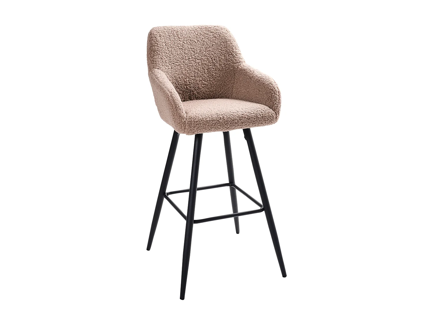 Lot de 2 chaises de bar CASMALIA Bouclé Taupe