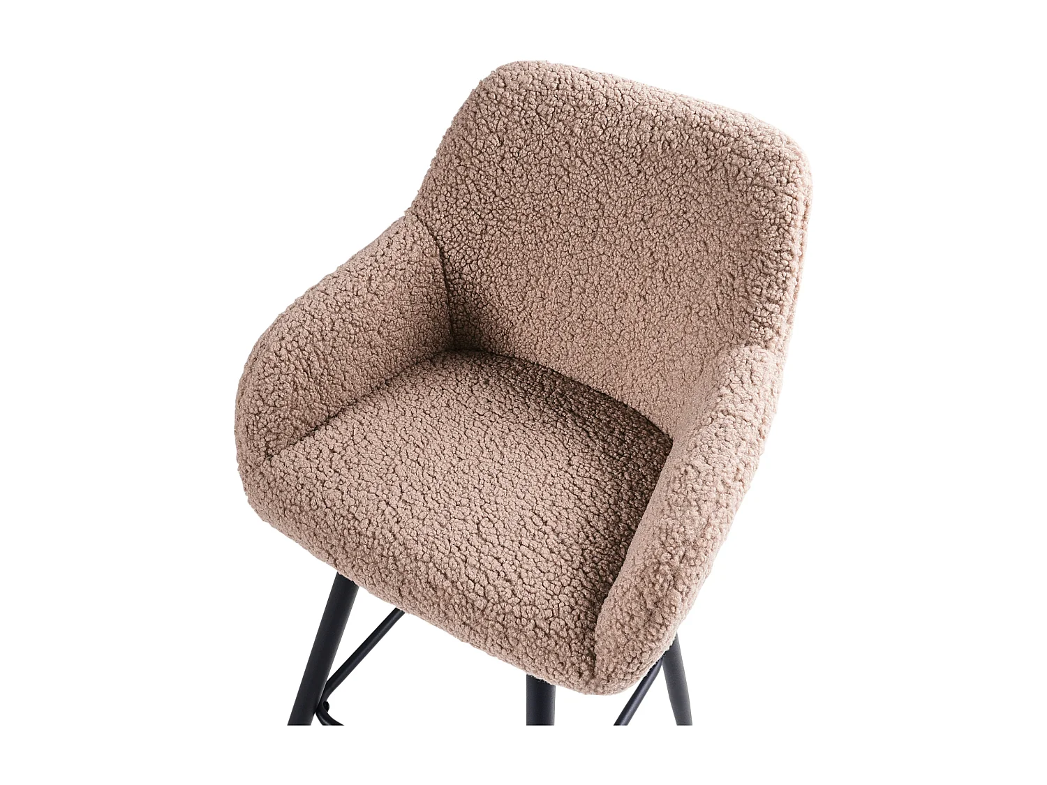 Lot de 2 chaises de bar CASMALIA Bouclé Taupe
