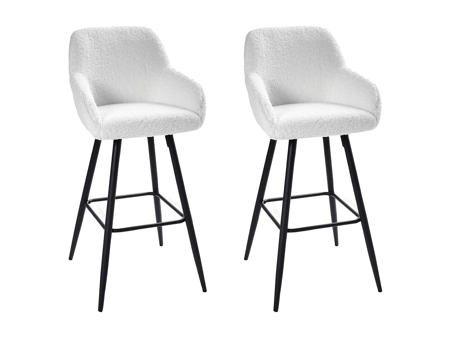 Set mit 2 Barstühlen CASMALIA Bouclé Cremeweiss