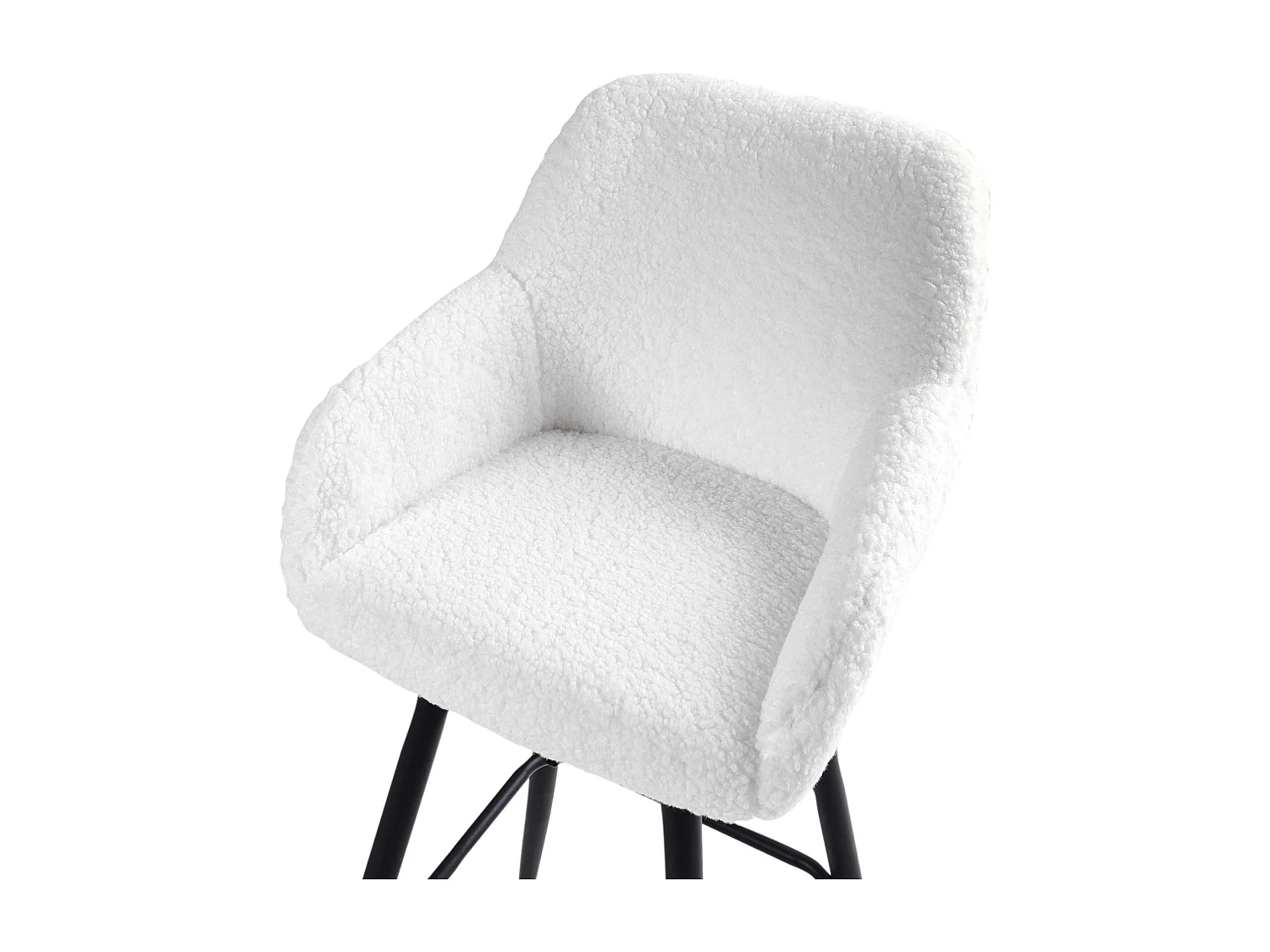 Lot de 2 chaises de bar CASMALIA Bouclé Blanc cassé