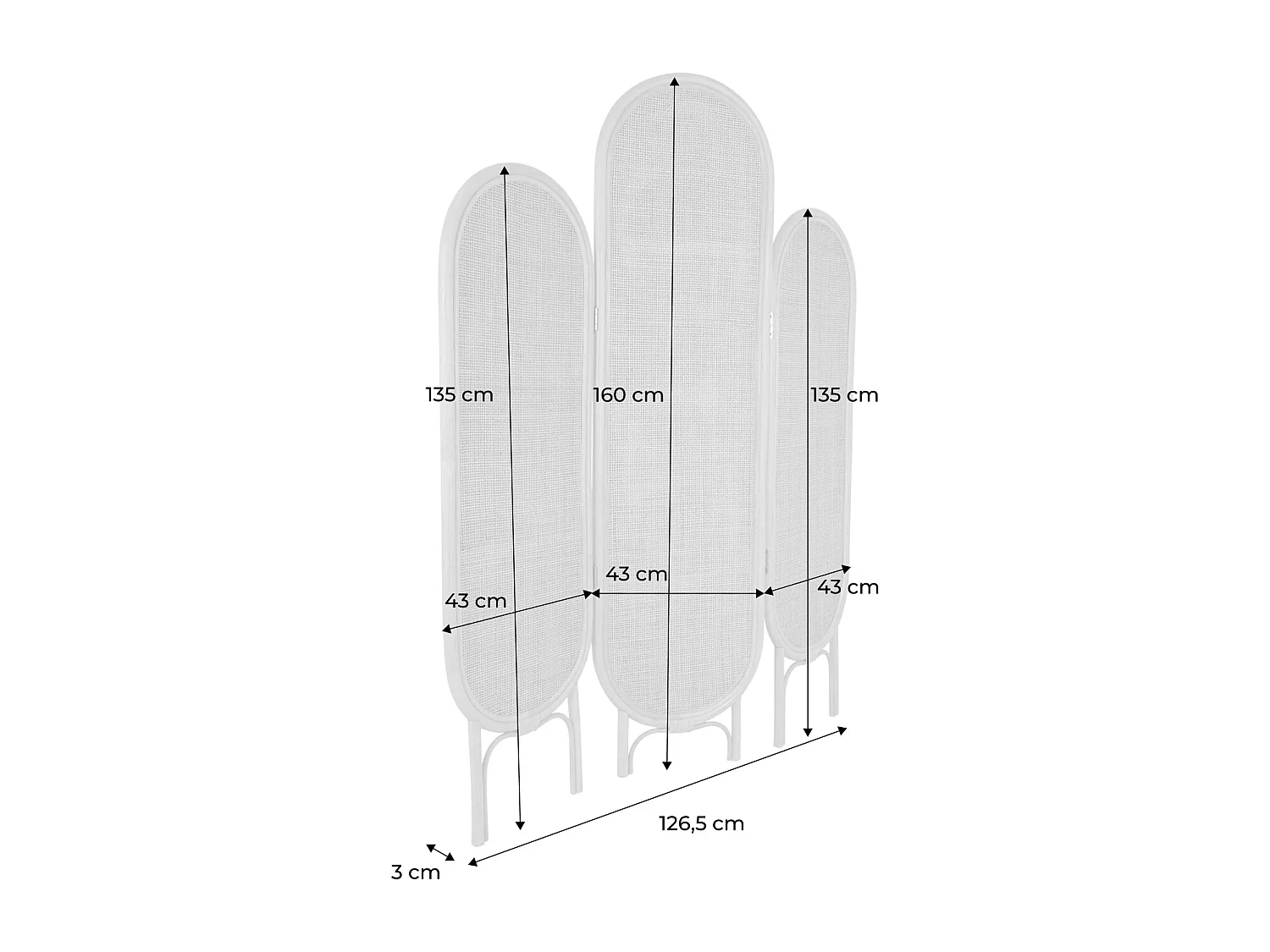 Paravent pliable intérieur en rotin et cannage. bois naturel. vintage