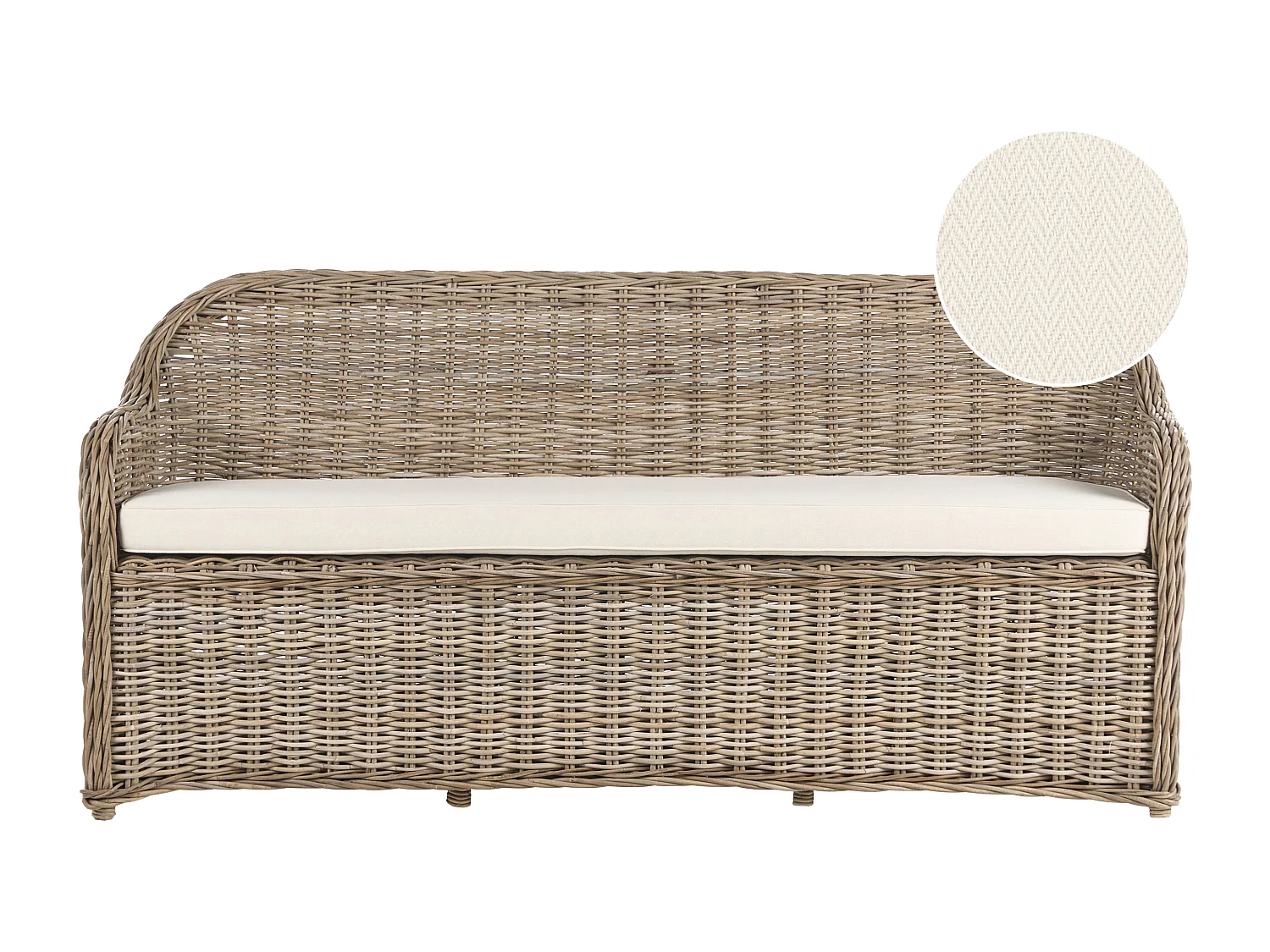 Banc avec coussin d'assise SUSUA 189 cm Rotin Naturel