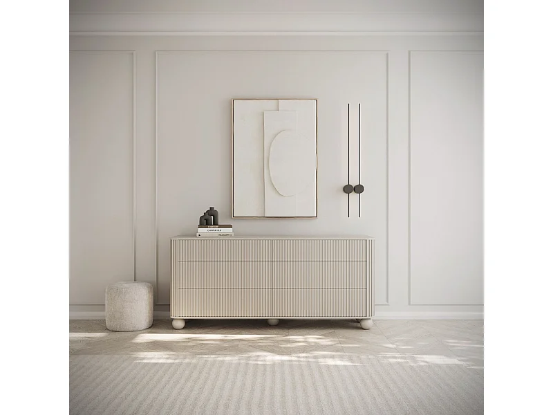 Dressoir met 6 laden - 168 cm - greige op poten - ARVELLO