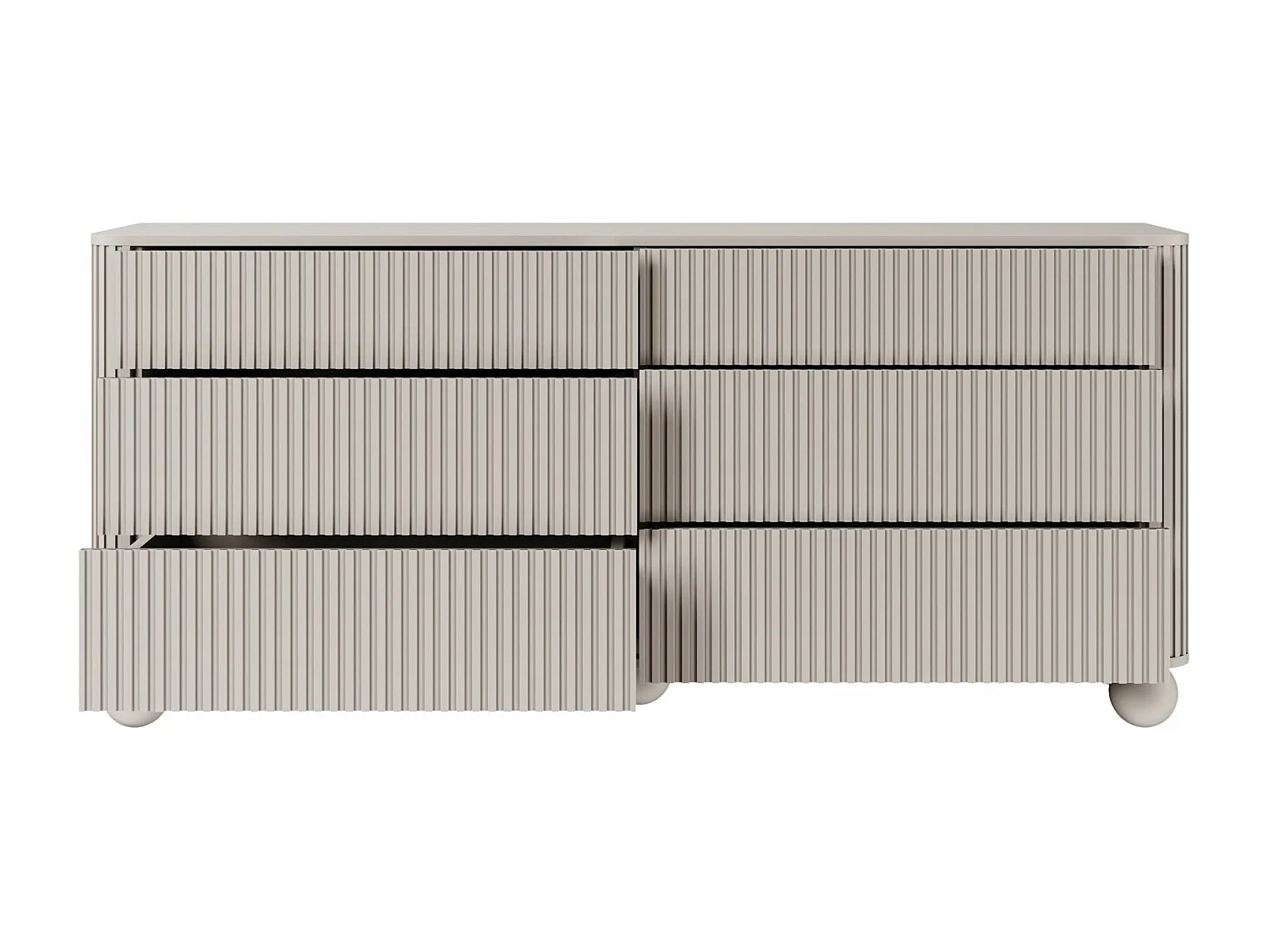 Buffet 6 tiroirs - 168 cm - grège sur pieds - ARVELLO