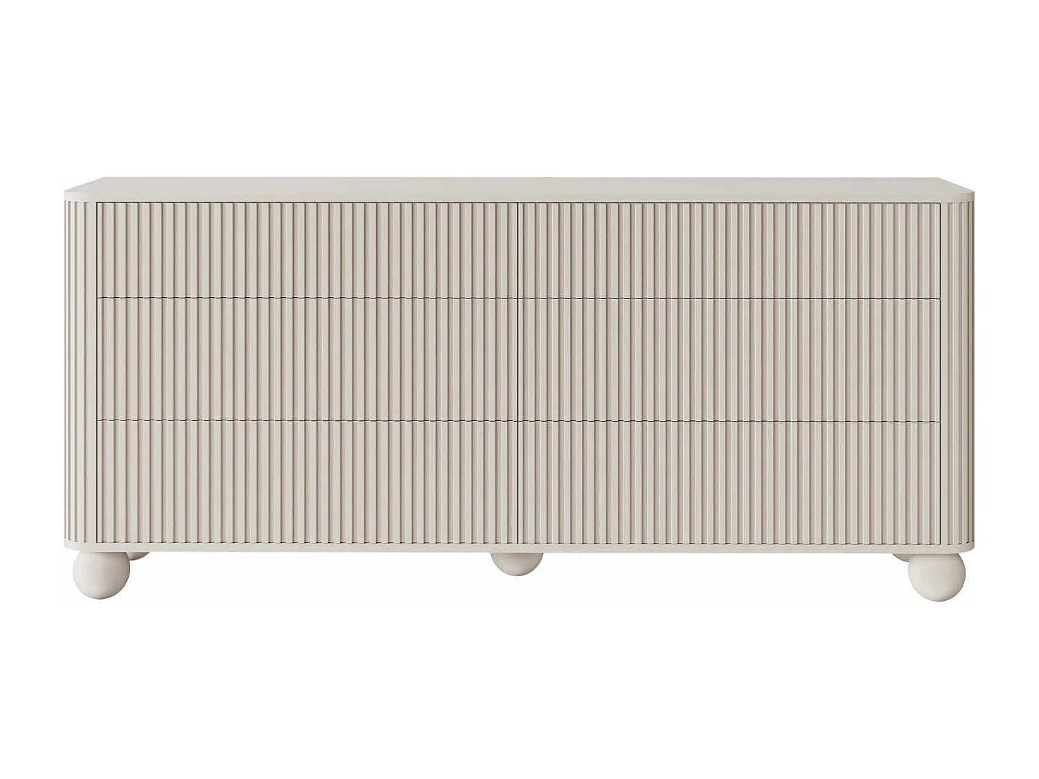 Buffet 6 tiroirs - 168 cm - grège sur pieds - ARVELLO