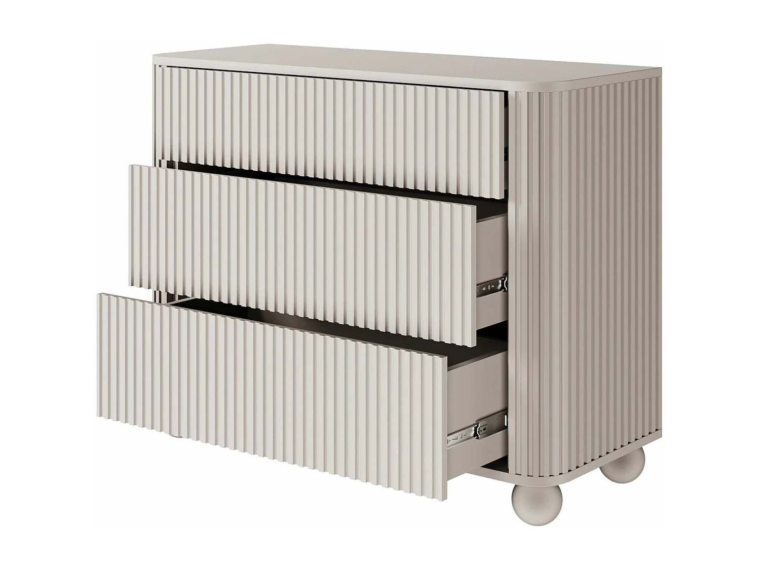 Buffet 3 tiroirs - 93 cm - grège sur pieds - ARVELLO